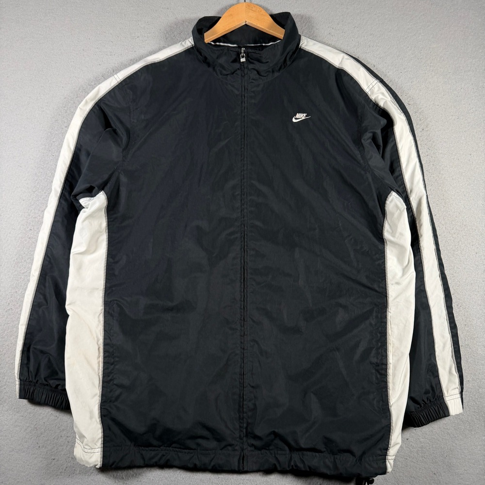 Vintage Nike Men's Black White Track Jacket Full Zip Athletic Sportswear Size XL